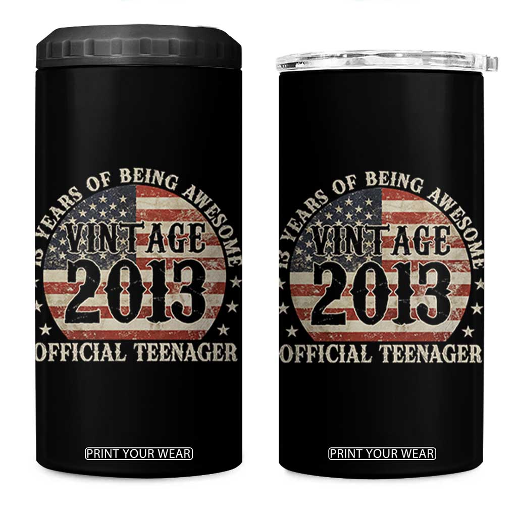 13th Birthday 2026 4 in 1 Can Cooler Tumbler Vintage 2013 Official Teenager 13 Years Of Being Awesome TS11 One Size: 16 oz Black Print Your Wear