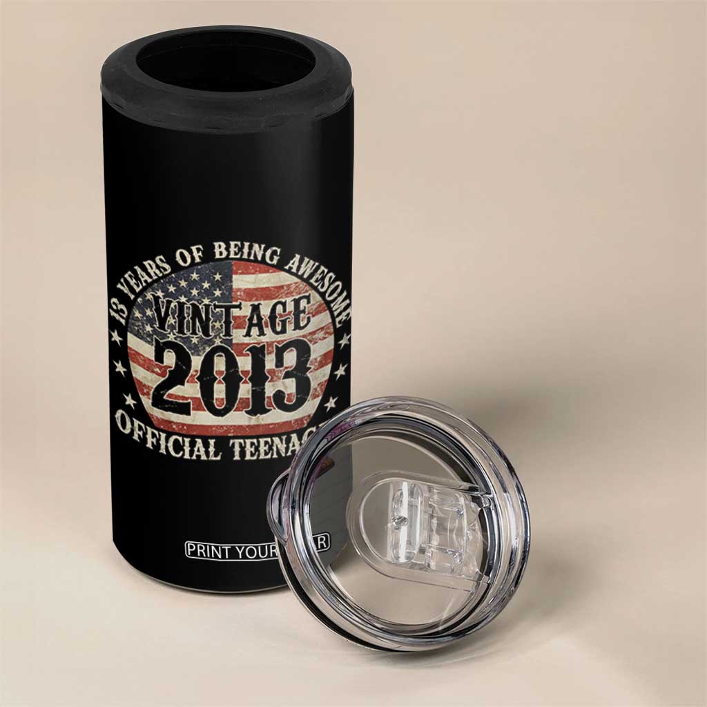 13th Birthday 2026 4 in 1 Can Cooler Tumbler Vintage 2013 Official Teenager 13 Years Of Being Awesome TS11 Print Your Wear
