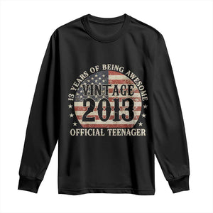 13th Birthday 2026 Long Sleeve Shirt Vintage 2013 Official Teenager 13 Years Of Being Awesome TS11 Black Print Your Wear