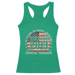13th Birthday 2026 Racerback Tank Top Vintage 2013 Official Teenager 13 Years Of Being Awesome TS11 Irish Green Print Your Wear