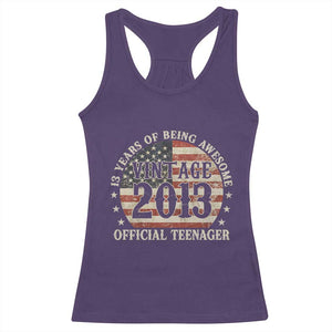 13th Birthday 2026 Racerback Tank Top Vintage 2013 Official Teenager 13 Years Of Being Awesome TS11 Purple Print Your Wear