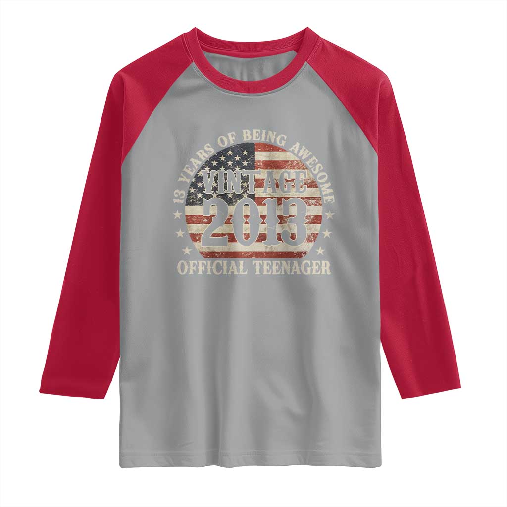13th Birthday 2026 Raglan Shirt Vintage 2013 Official Teenager 13 Years Of Being Awesome TS11 Sport Gray Red Print Your Wear