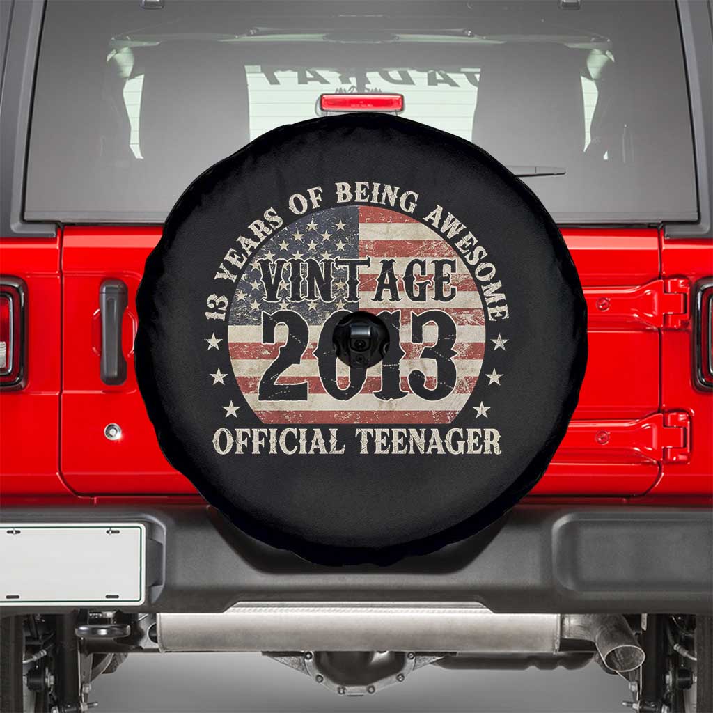 13th Birthday 2026 Spare Tire Cover Vintage 2013 Official Teenager 13 Years Of Being Awesome TS11 Black Print Your Wear