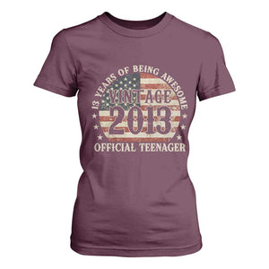 13th Birthday 2026 T Shirt For Women Vintage 2013 Official Teenager 13 Years Of Being Awesome TS11 Maroon Print Your Wear