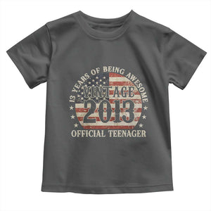 13th Birthday 2026 Toddler T Shirt Vintage 2013 Official Teenager 13 Years Of Being Awesome TS11 Dark Heather Print Your Wear