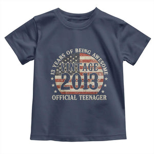 13th Birthday 2026 Toddler T Shirt Vintage 2013 Official Teenager 13 Years Of Being Awesome TS11 Navy Print Your Wear