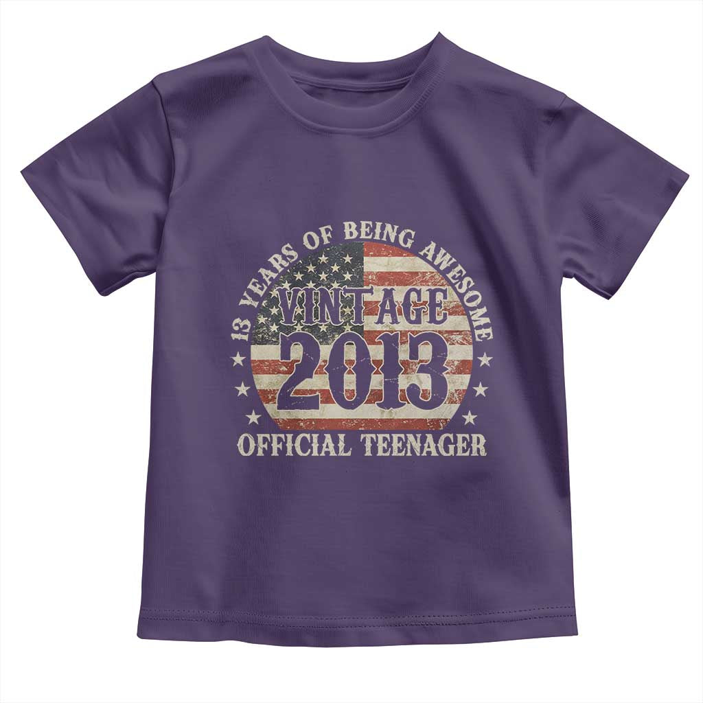 13th Birthday 2026 Toddler T Shirt Vintage 2013 Official Teenager 13 Years Of Being Awesome TS11 Purple Print Your Wear