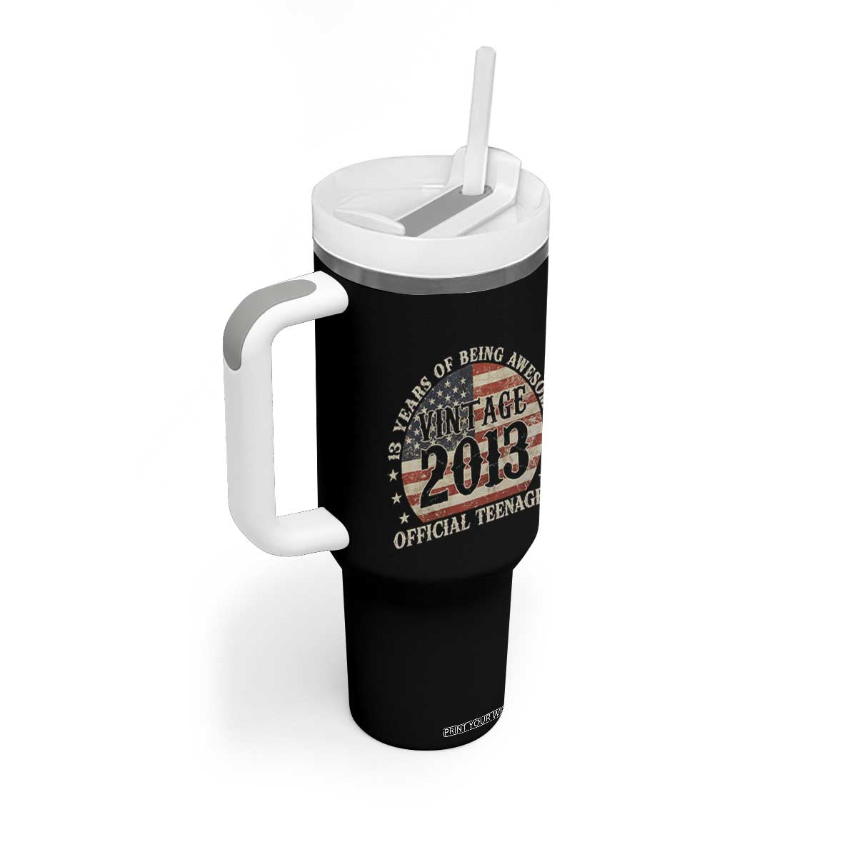 13th Birthday 2026 Tumbler With Handle Vintage 2013 Official Teenager 13 Years Of Being Awesome TS11 Print Your Wear