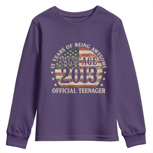 13th Birthday 2026 Youth Sweatshirt Vintage 2013 Official Teenager 13 Years Of Being Awesome TS11 Purple Print Your Wear
