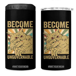 Become Ungovernable Cat 4 in 1 Can Cooler Tumbler Funny Retro Cat Bite Horror Anime TS11 One Size: 16 oz Black Print Your Wear