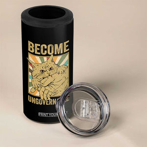 Become Ungovernable Cat 4 in 1 Can Cooler Tumbler Funny Retro Cat Bite Horror Anime TS11 Print Your Wear