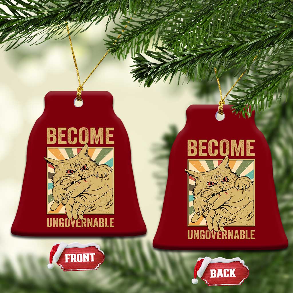 Become Ungovernable Cat Ceramic Ornament Funny Retro Cat Bite Horror Anime TS11 Print Your Wear