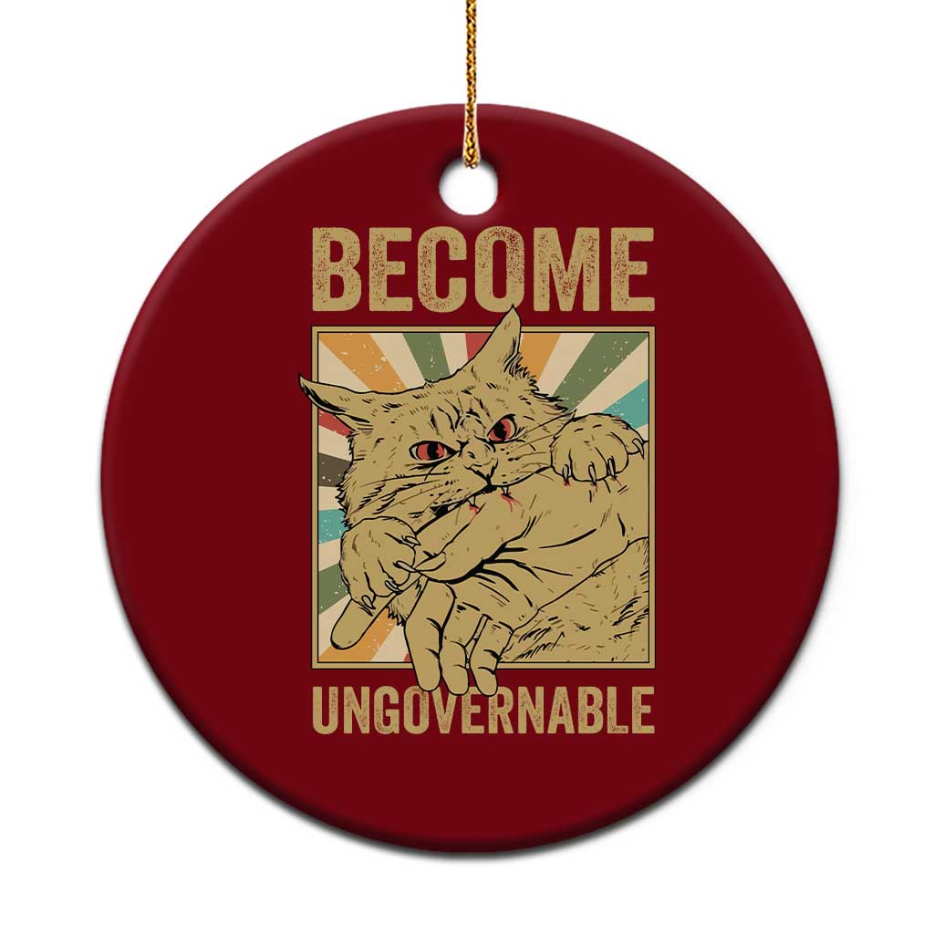 Become Ungovernable Cat Ceramic Ornament Funny Retro Cat Bite Horror Anime TS11 1pc Red Print Your Wear