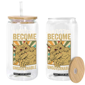 Become Ungovernable Cat Glass Can Funny Retro Cat Bite Horror Anime TS11 Print Your Wear