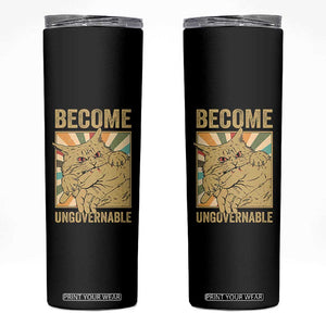 Become Ungovernable Cat Skinny Tumbler Funny Retro Cat Bite Horror Anime TS11 Black Print Your Wear