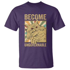 Become Ungovernable Cat T Shirt Funny Retro Cat Bite Horror Anime TS11 Purple Print Your Wear