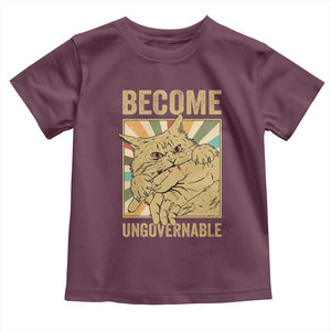 Become Ungovernable Cat Toddler T Shirt Funny Retro Cat Bite Horror Anime TS11 Maroon Print Your Wear