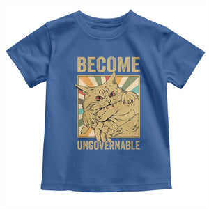 Become Ungovernable Cat Toddler T Shirt Funny Retro Cat Bite Horror Anime TS11 Royal Blue Print Your Wear