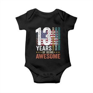 Funny 13th Birthday Baby Onesie 13 Years 156 Months Of Being Awesome American Flag TS11 Black Print Your Wear