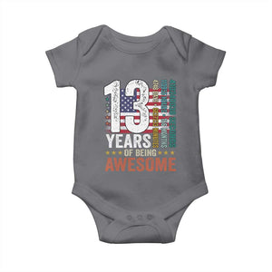 Funny 13th Birthday Baby Onesie 13 Years 156 Months Of Being Awesome American Flag TS11 Charcoal Print Your Wear