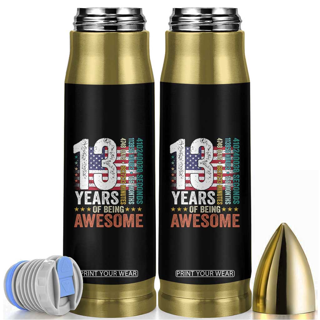 Funny 13th Birthday Bullet Tumbler 13 Years 156 Months Of Being Awesome American Flag TS11 Black Print Your Wear