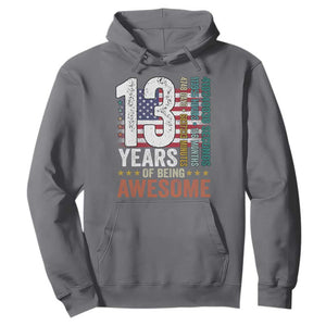 Funny 13th Birthday Hoodie 13 Years 156 Months Of Being Awesome American Flag TS11 Charcoal Print Your Wear