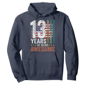 Funny 13th Birthday Hoodie 13 Years 156 Months Of Being Awesome American Flag TS11 Navy Print Your Wear