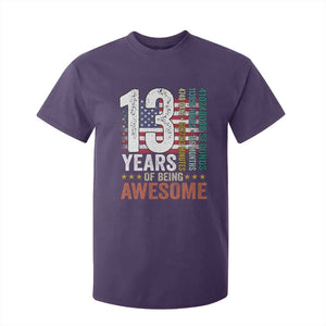 Funny 13th Birthday T Shirt For Kid 13 Years 156 Months Of Being Awesome American Flag TS11 Purple Print Your Wear