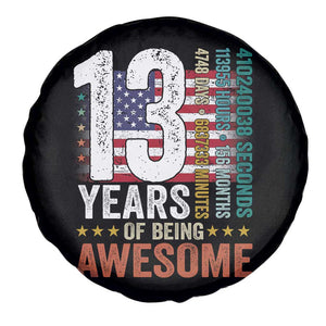Funny 13th Birthday Spare Tire Cover 13 Years 156 Months Of Being Awesome American Flag TS11 Print Your Wear