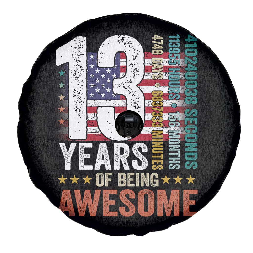 Funny 13th Birthday Spare Tire Cover 13 Years 156 Months Of Being Awesome American Flag TS11 Print Your Wear