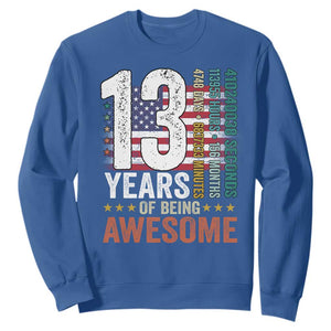 Funny 13th Birthday Sweatshirt 13 Years 156 Months Of Being Awesome American Flag TS11 Royal Blue Print Your Wear