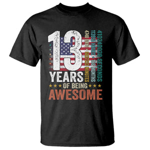 Funny 13th Birthday T Shirt 13 Years 156 Months Of Being Awesome American Flag TS11 Black Print Your Wear