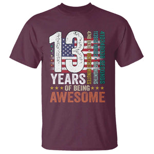 Funny 13th Birthday T Shirt 13 Years 156 Months Of Being Awesome American Flag TS11 Maroon Print Your Wear