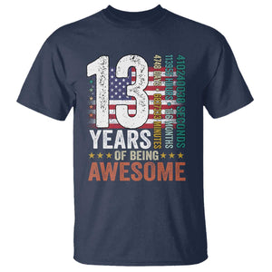Funny 13th Birthday T Shirt 13 Years 156 Months Of Being Awesome American Flag TS11 Navy Print Your Wear