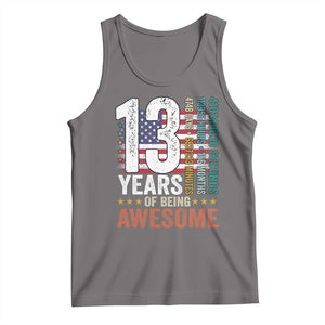 Funny 13th Birthday Tank Top 13 Years 156 Months Of Being Awesome American Flag TS11 Deep Heather Print Your Wear