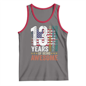 Funny 13th Birthday Tank Top 13 Years 156 Months Of Being Awesome American Flag TS11 Deep Heather Red Print Your Wear
