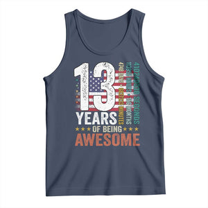 Funny 13th Birthday Tank Top 13 Years 156 Months Of Being Awesome American Flag TS11 Navy Print Your Wear
