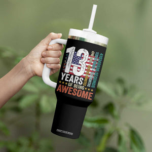 Funny 13th Birthday Tumbler With Handle 13 Years 156 Months Of Being Awesome American Flag TS11 Print Your Wear