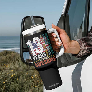 Funny 13th Birthday Tumbler With Handle 13 Years 156 Months Of Being Awesome American Flag TS11 Print Your Wear