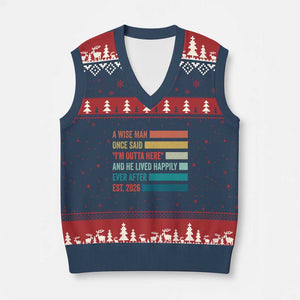 Funny Retired 2026 V-Neck Knit Sweater Vest A Wise Man Once Said I Am Outta Here Retirement Gifts TS11 Navy Red Print Your Wear