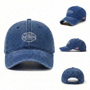 Funny Retirement 2026 Washed Cotton Baseball Cap The Legend Has Retired Not My Problem Anymore Laurel Wreath