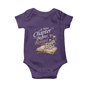 A New Chapter Begins Retired 2026 Baby Onesie Retired Teacher Floral Book TS11 Purple Print Your Wear