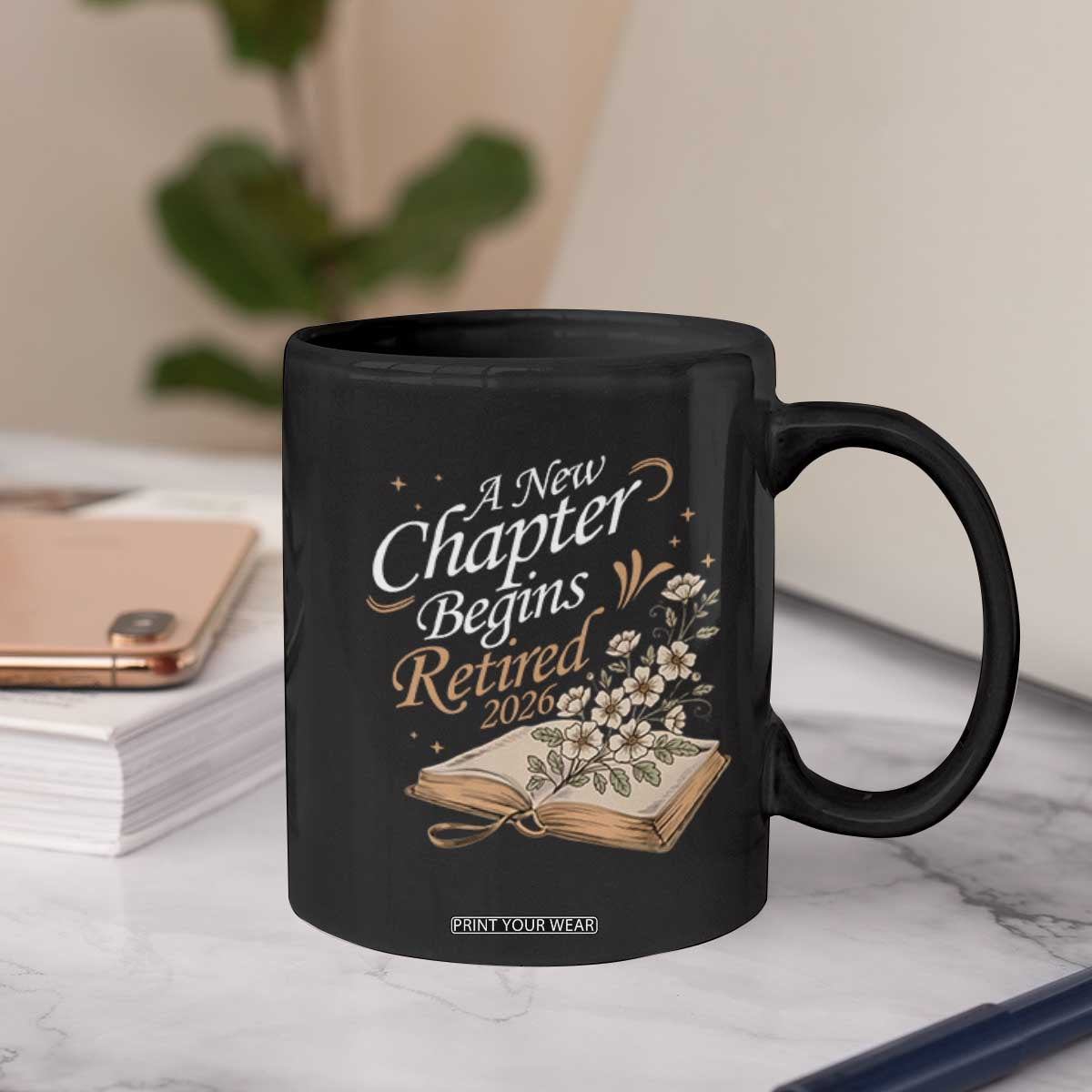 A New Chapter Begins Retired 2026 Coffee Mug Retired Teacher Floral Book TS11 Print Your Wear