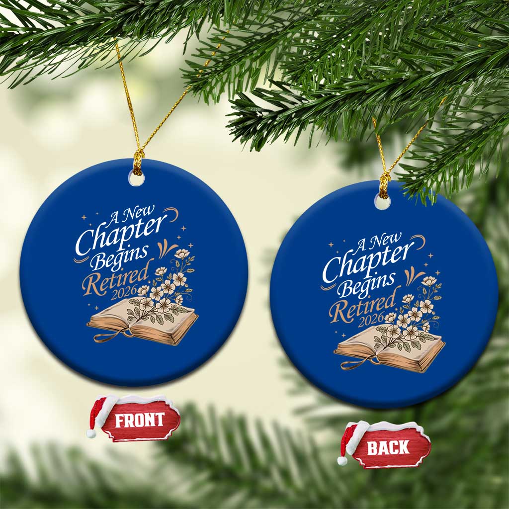 A New Chapter Begins Retired 2026 Ceramic Ornament Retired Teacher Floral Book TS11 1pc Blue Print Your Wear