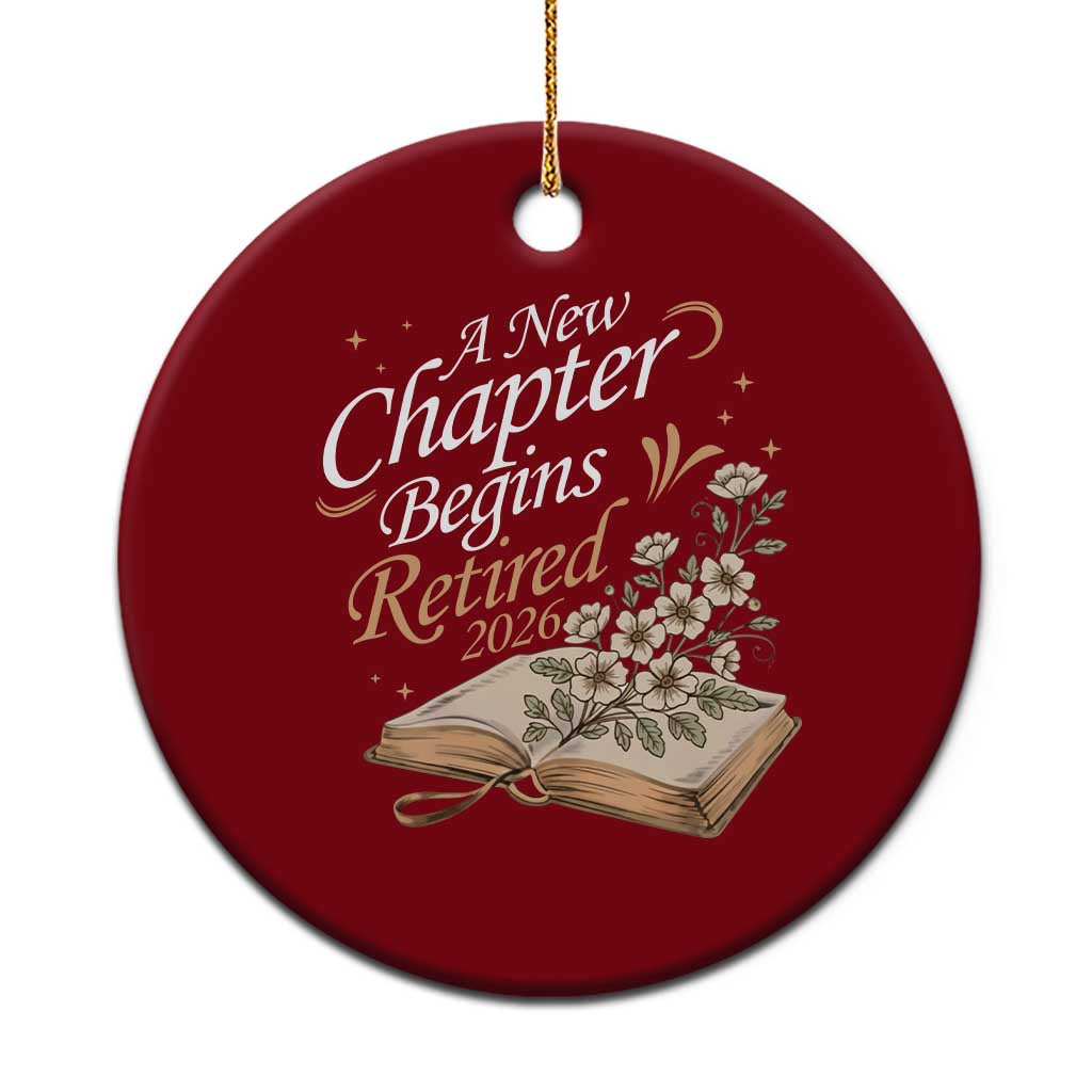 A New Chapter Begins Retired 2026 Ceramic Ornament Retired Teacher Floral Book TS11 1pc Red Print Your Wear