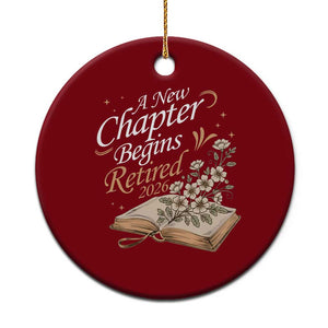A New Chapter Begins Retired 2026 Ceramic Ornament Retired Teacher Floral Book TS11 1pc Red Print Your Wear