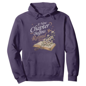 A New Chapter Begins Retired 2026 Hoodie Retired Teacher Floral Book TS11 Purple Print Your Wear