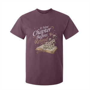 A New Chapter Begins Retired 2026 T Shirt For Kid Retired Teacher Floral Book TS11 Maroon Print Your Wear