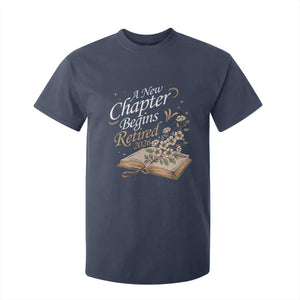 A New Chapter Begins Retired 2026 T Shirt For Kid Retired Teacher Floral Book TS11 Navy Print Your Wear