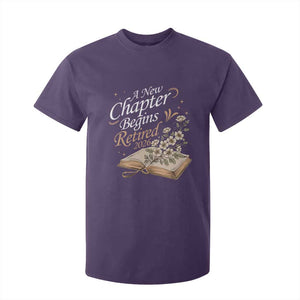 A New Chapter Begins Retired 2026 T Shirt For Kid Retired Teacher Floral Book TS11 Purple Print Your Wear